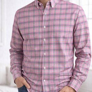 Jos. A. Bank Shirt Mens Large Pink Traveler's Long Sleeve Button Tailored Fit